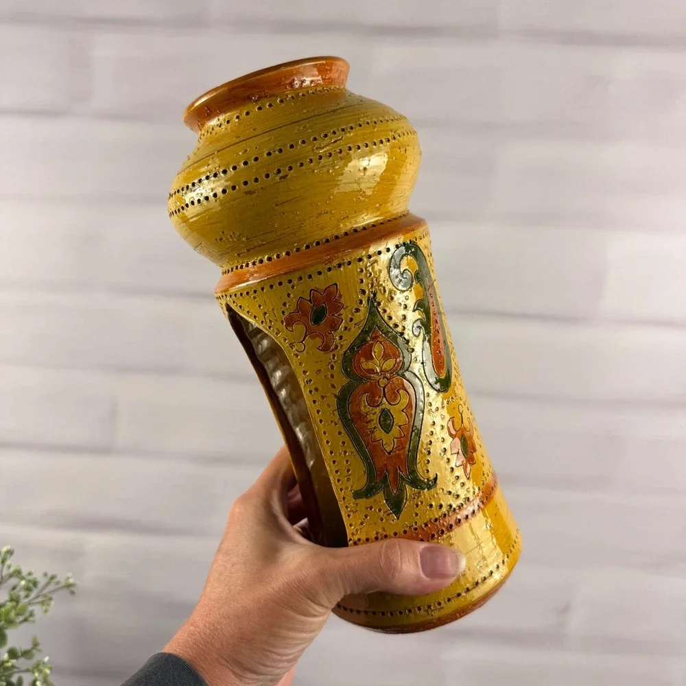 Bitossi Liberty Candle Holder Yellow Italian Pottery Rosenthal Netter